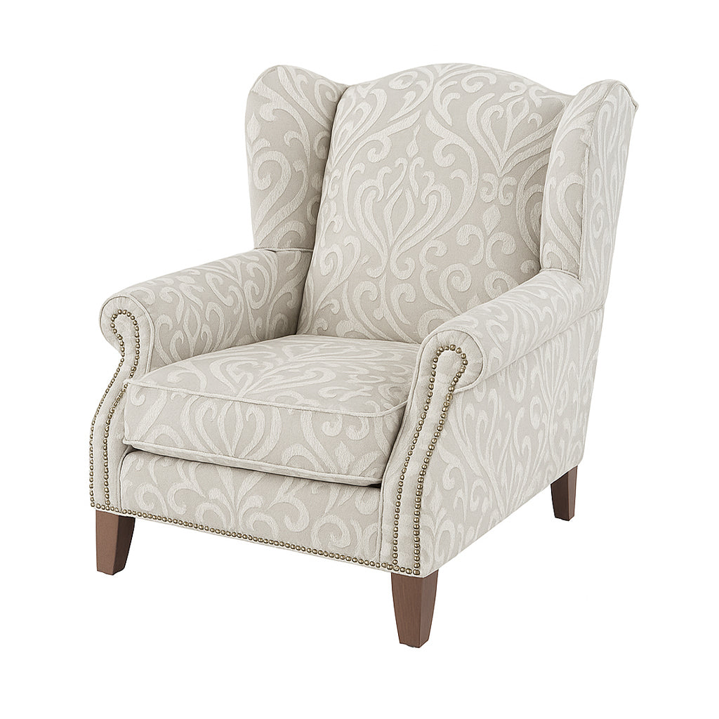 Cubic Accent Wing Chair-Flax