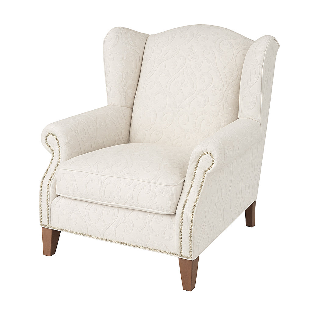 Cubic Accent Wing Chair-Parchment