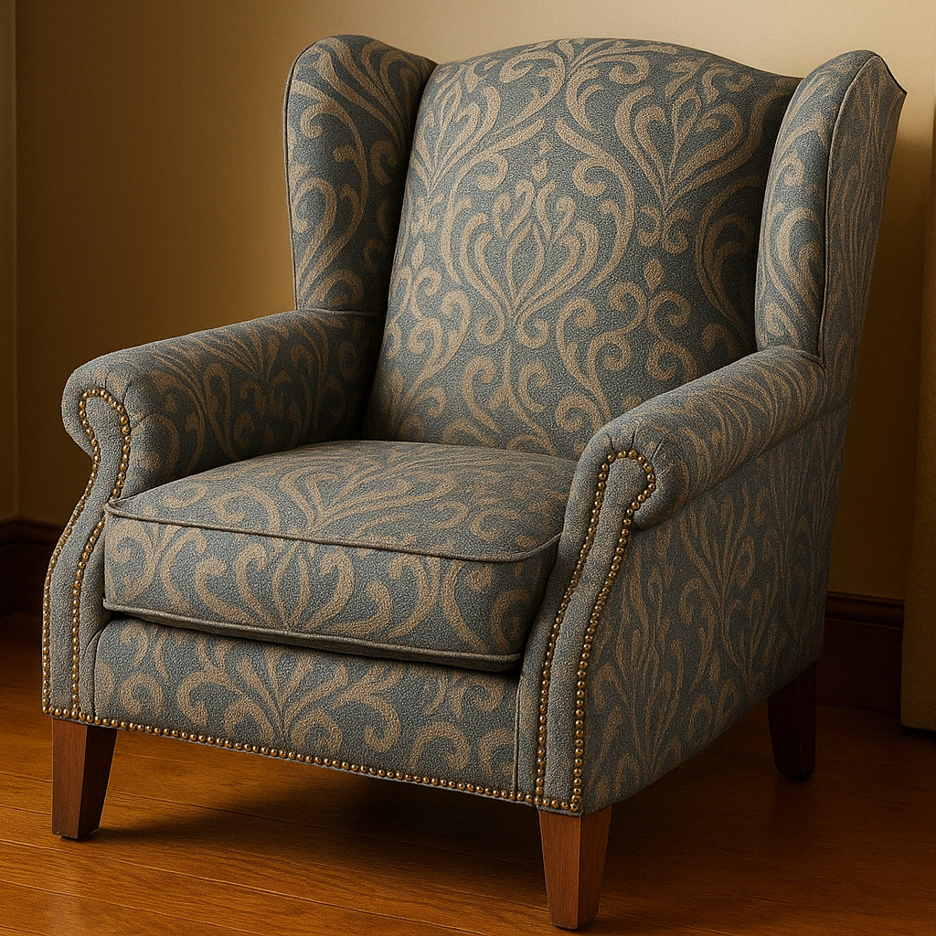 Cubic Accent Wing Chair-Pewter