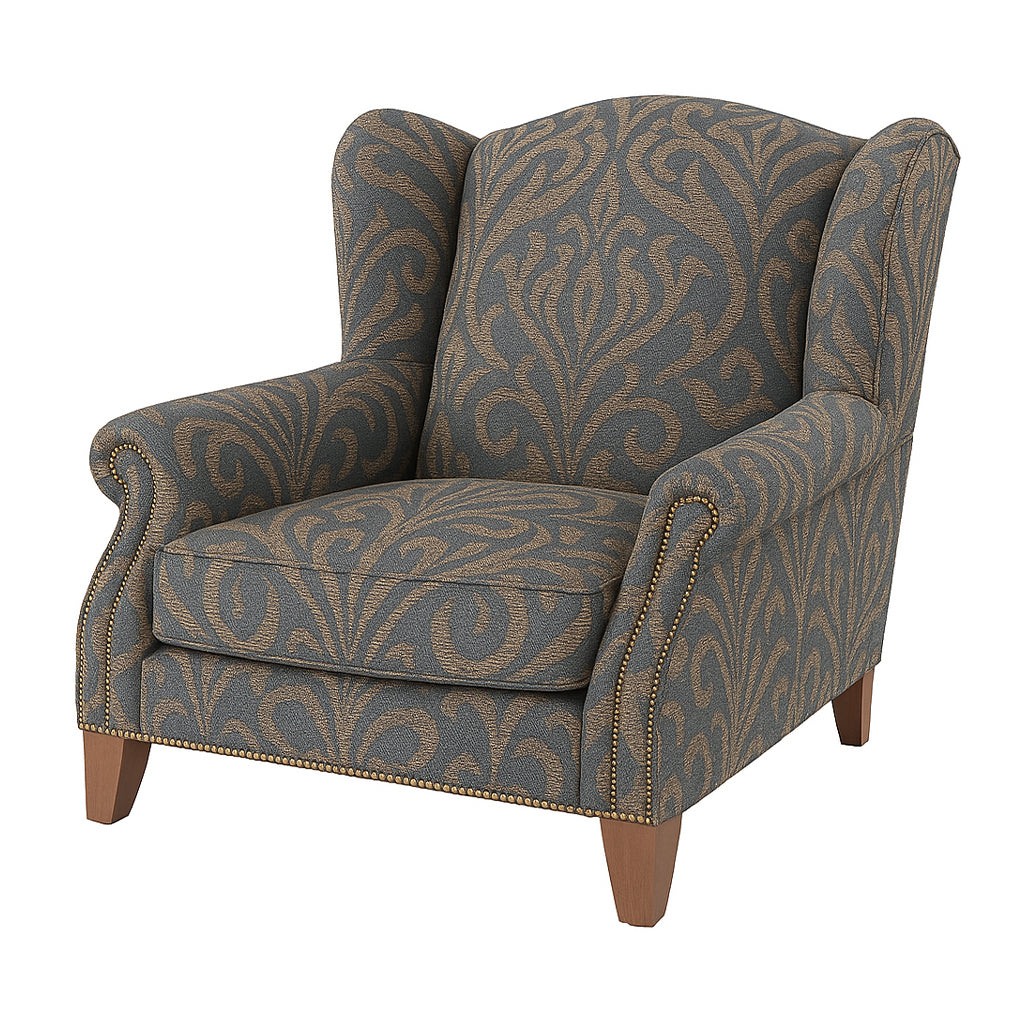 Cubic Accent Wing Chair-Pewter