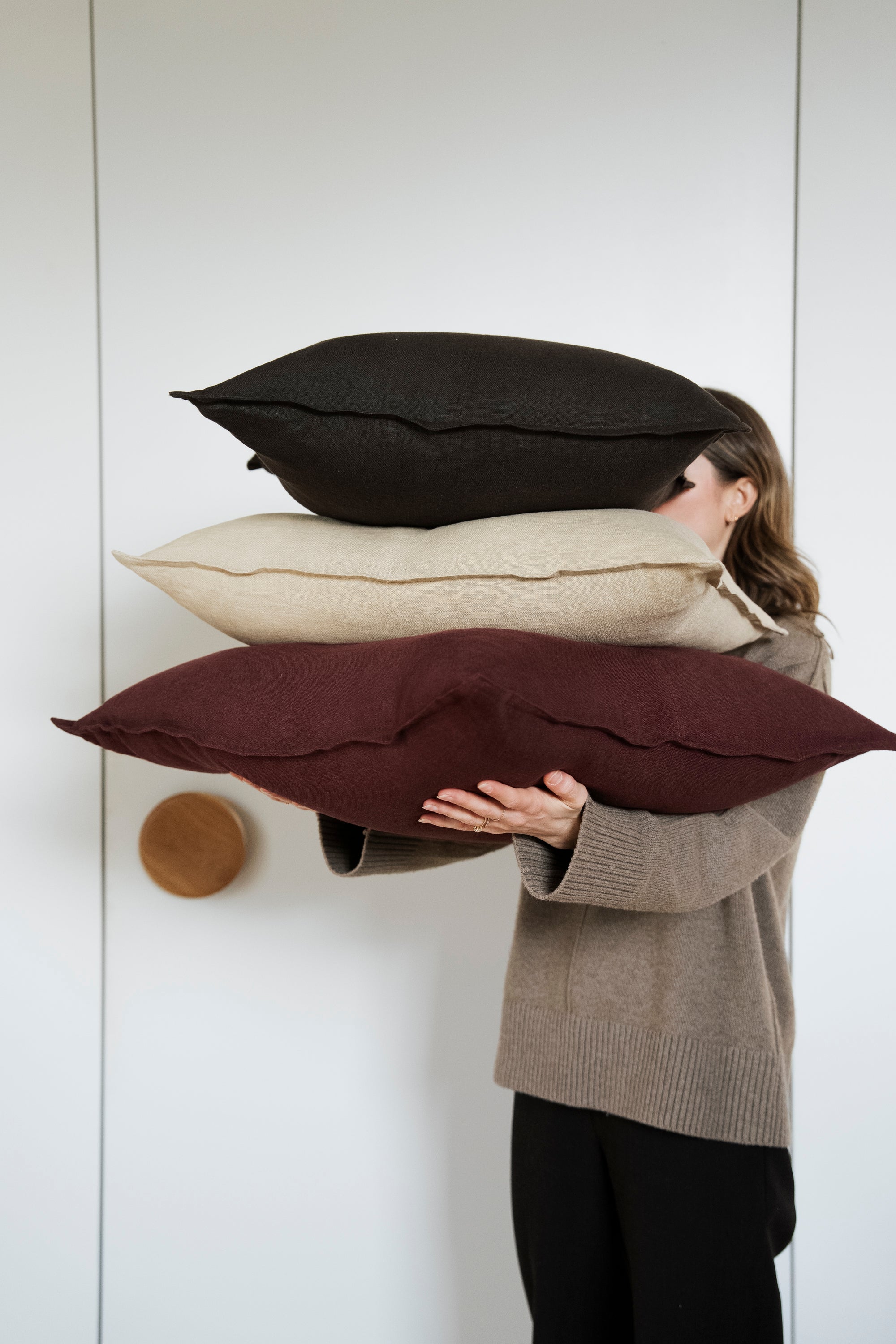 Como Square Linen Cushion 50cm x50cm-Shadow