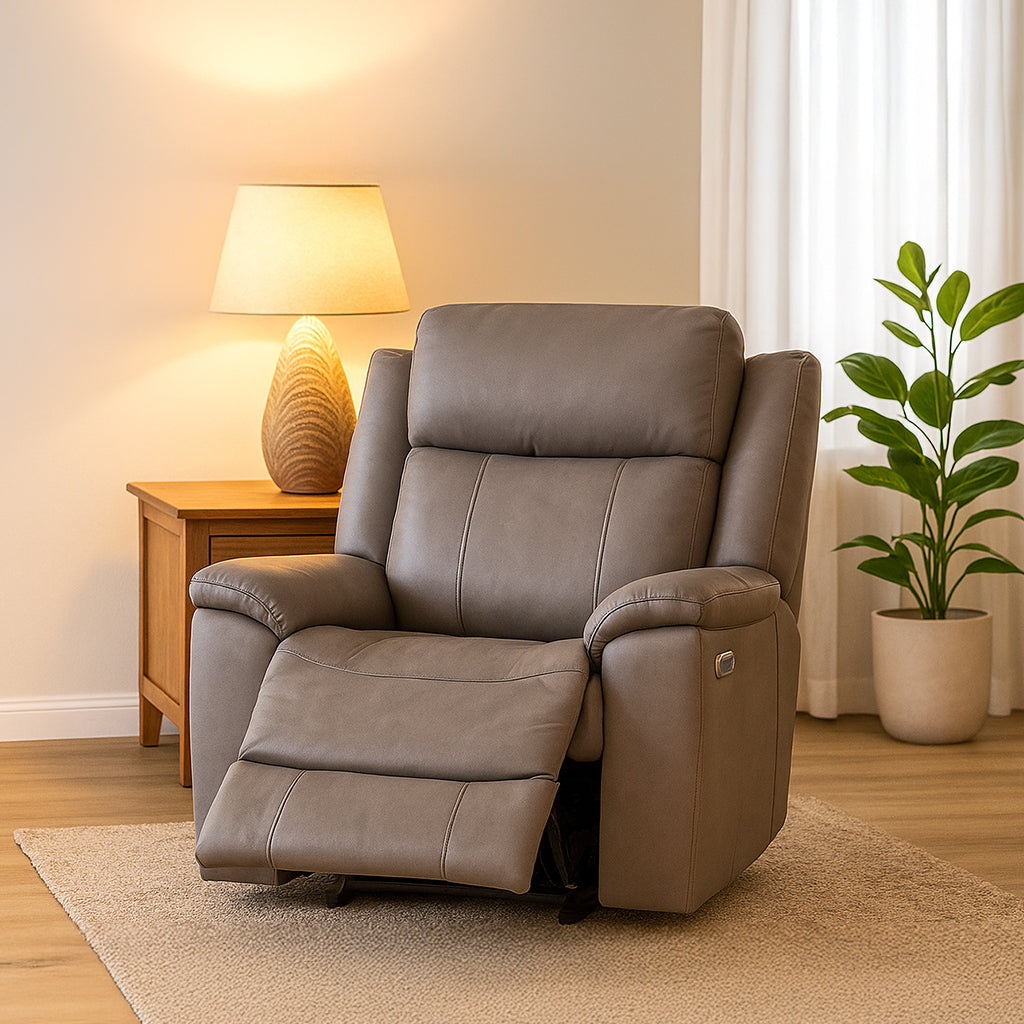 Donnington Leather Power Recliner Triple Motor-Platinum