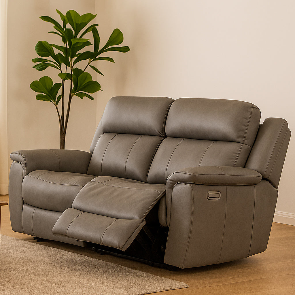 Donington 2 Seater Leather Power Recliner Triple Motor-Platinum