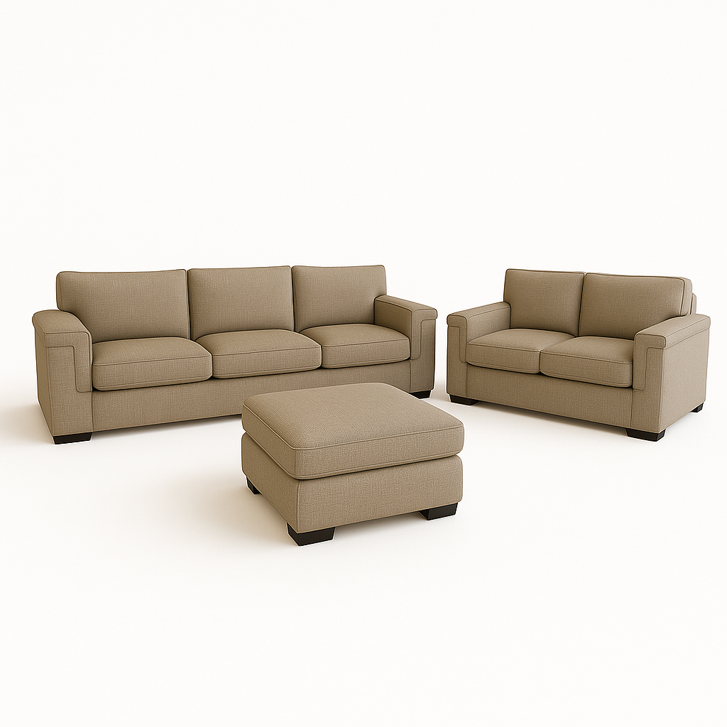 Hudson Fabric Sofa Set 3.5 Seater+2 Seater+Ottoman-Driftwood