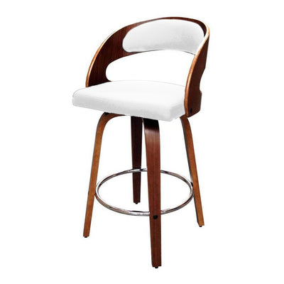 Leopard Bar Chair-Walnut Wooden Frame with White PU