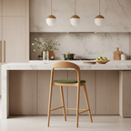 Shannen Bar Chair-Oak Frame with Sage Fabric Seat