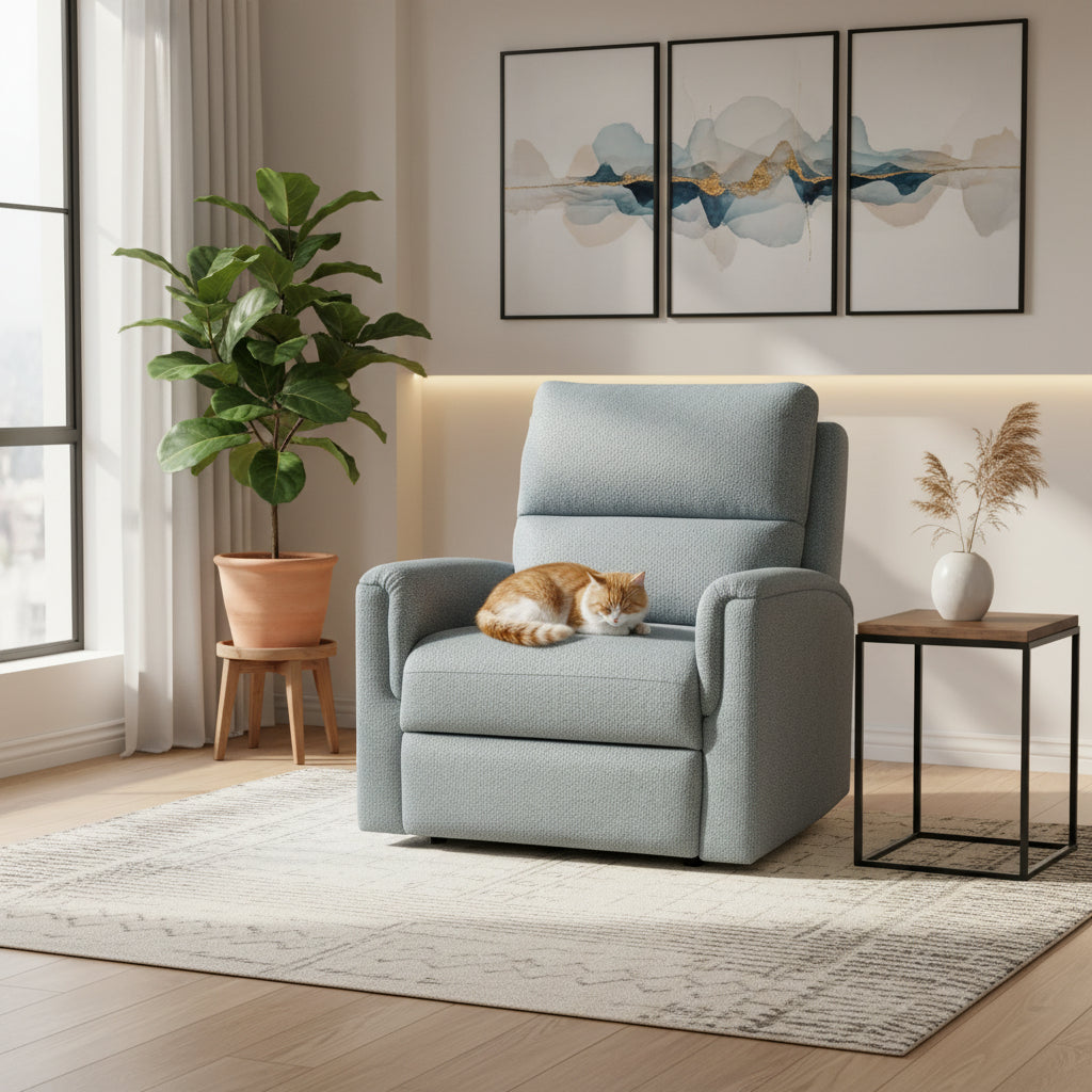 Erina Fabric Manual Recliner-Denim