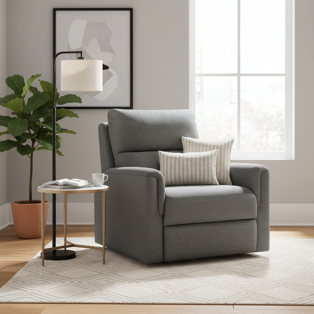 Erina Fabric Manual Recliner-Slate