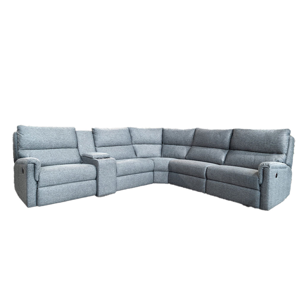 Erina 6 Seater Fabric Corner Modular Power Recliner Lounge Suite