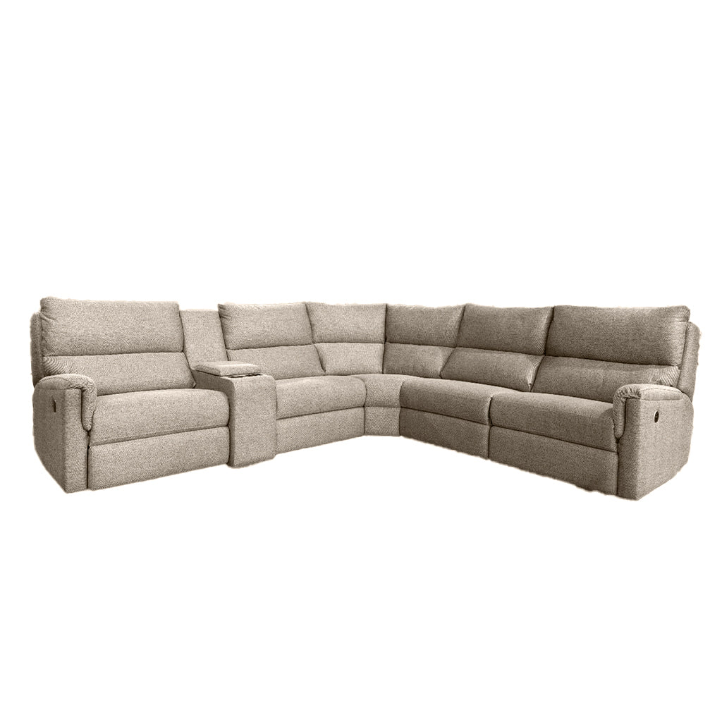 Erina 6 Seater Fabric Corner Modular Power Recliner Lounge Suite