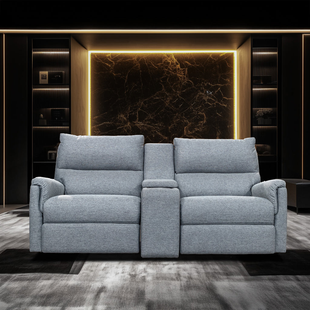 Erina 2 Seater Fabric Sofa with Console Table-Denim