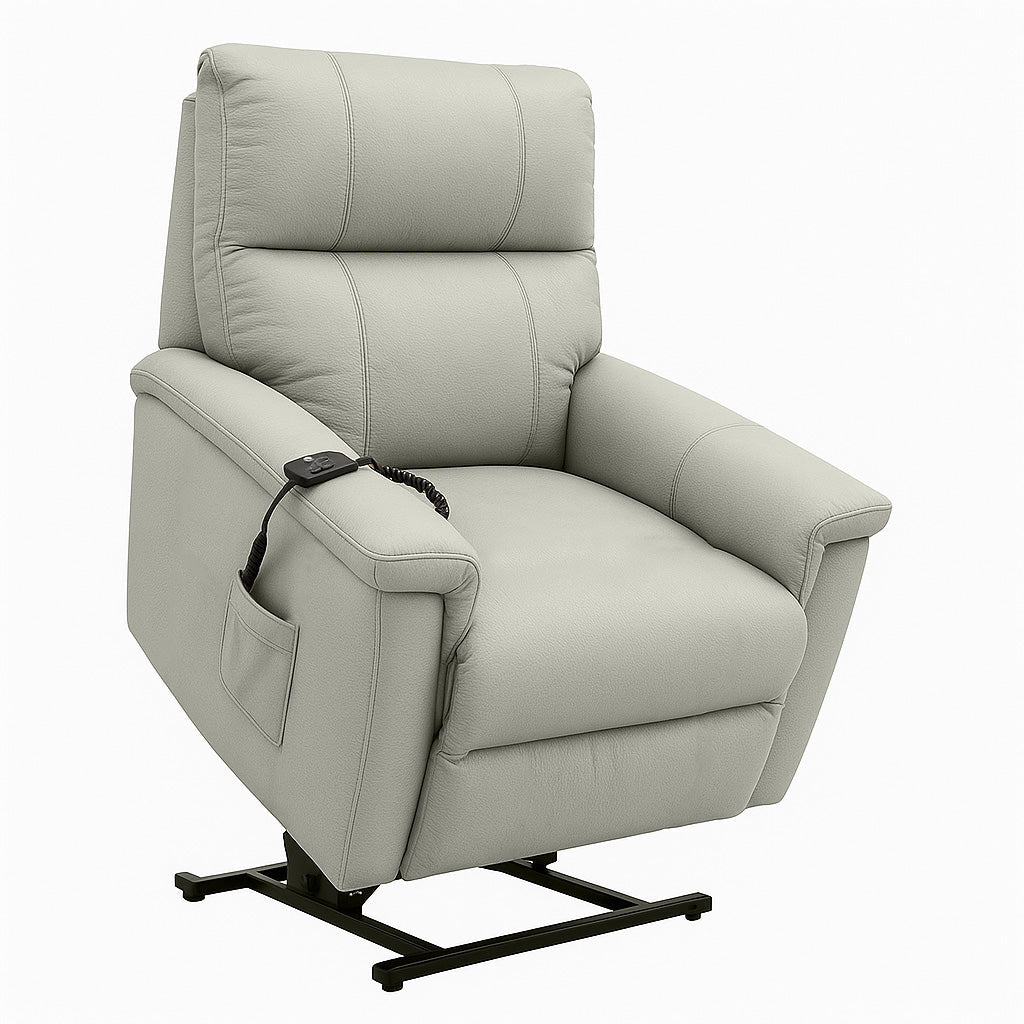 Lazboy Ethan Leather Bronze Power Lift Chair-Stone
