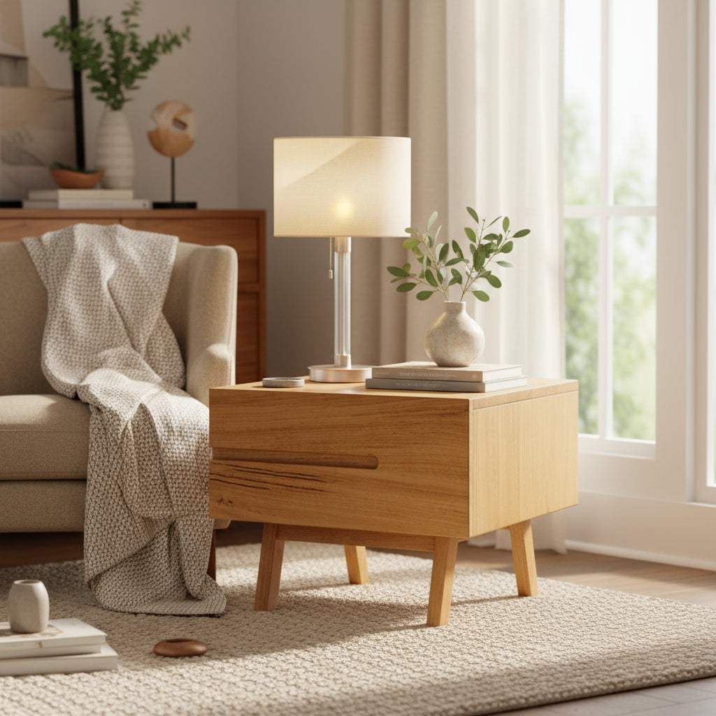 Evolve Lamp Table-Clear Lacquer