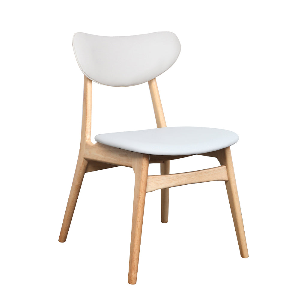 Falkland Dining Chair-Natural with White PU Back and Seat