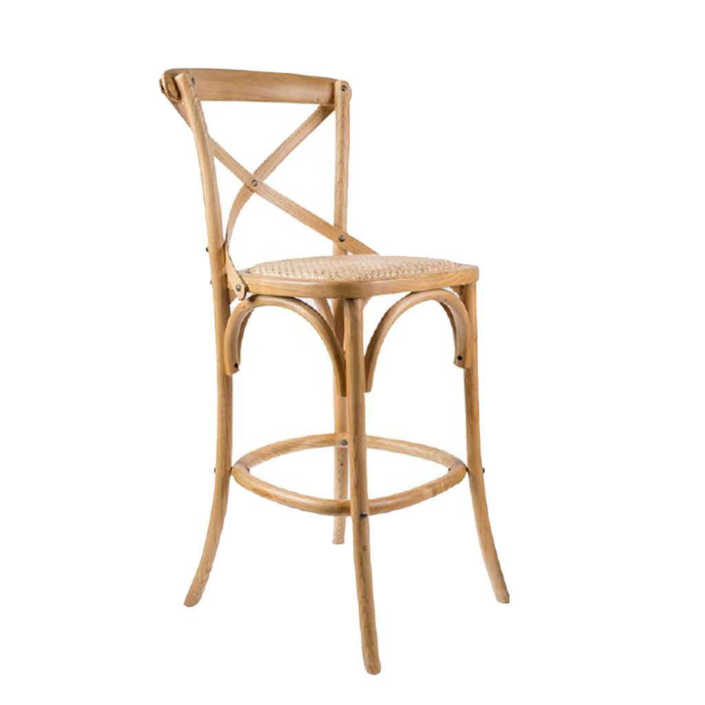 Café Bar Stool-Oak with Rattan Seat