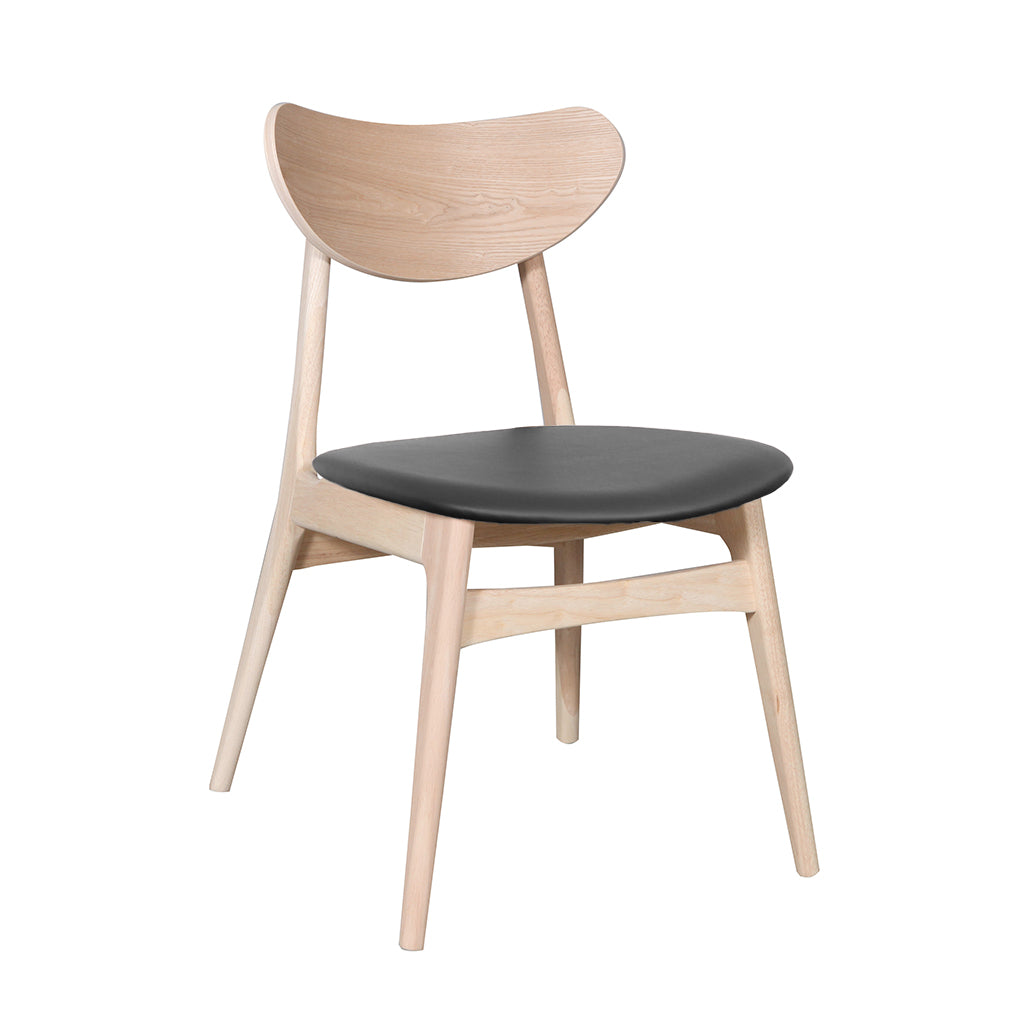 Finland Dining Chair-Raw with Charcoal PU Seat