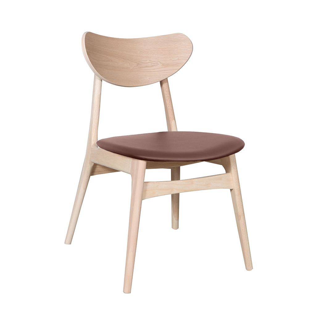 Finland Dining Chair-Raw with Cognac PU Seat