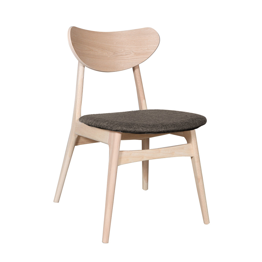 Finland Dining Chair-Raw with Espresso Fabric Seat