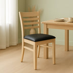 Florence Dining Chair-Clear Stain with Black Vinyl Seat