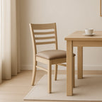 Florence Dining Chair-Clear Stain with Paper Bark Vinyl Seat