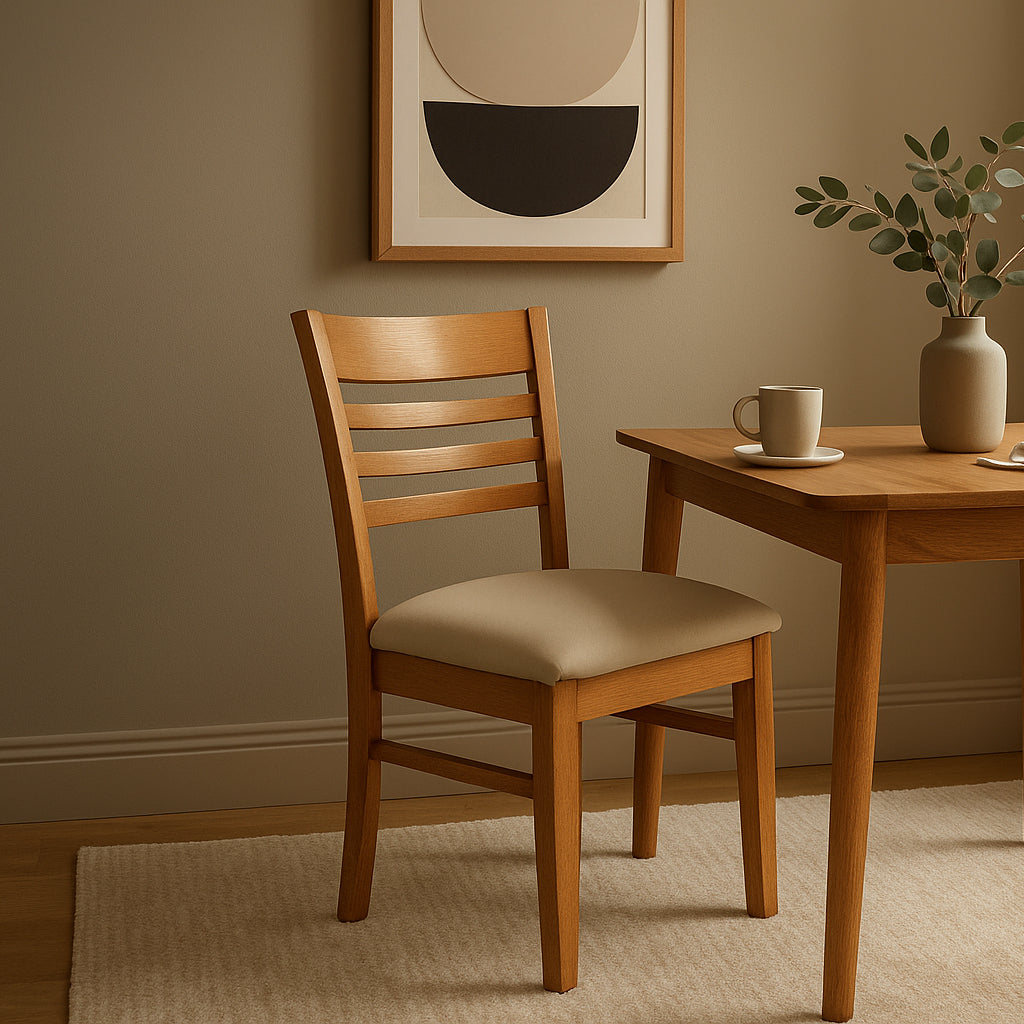 Florence Dining Chair-New English Stain with Paper Bark Vinyl Seat