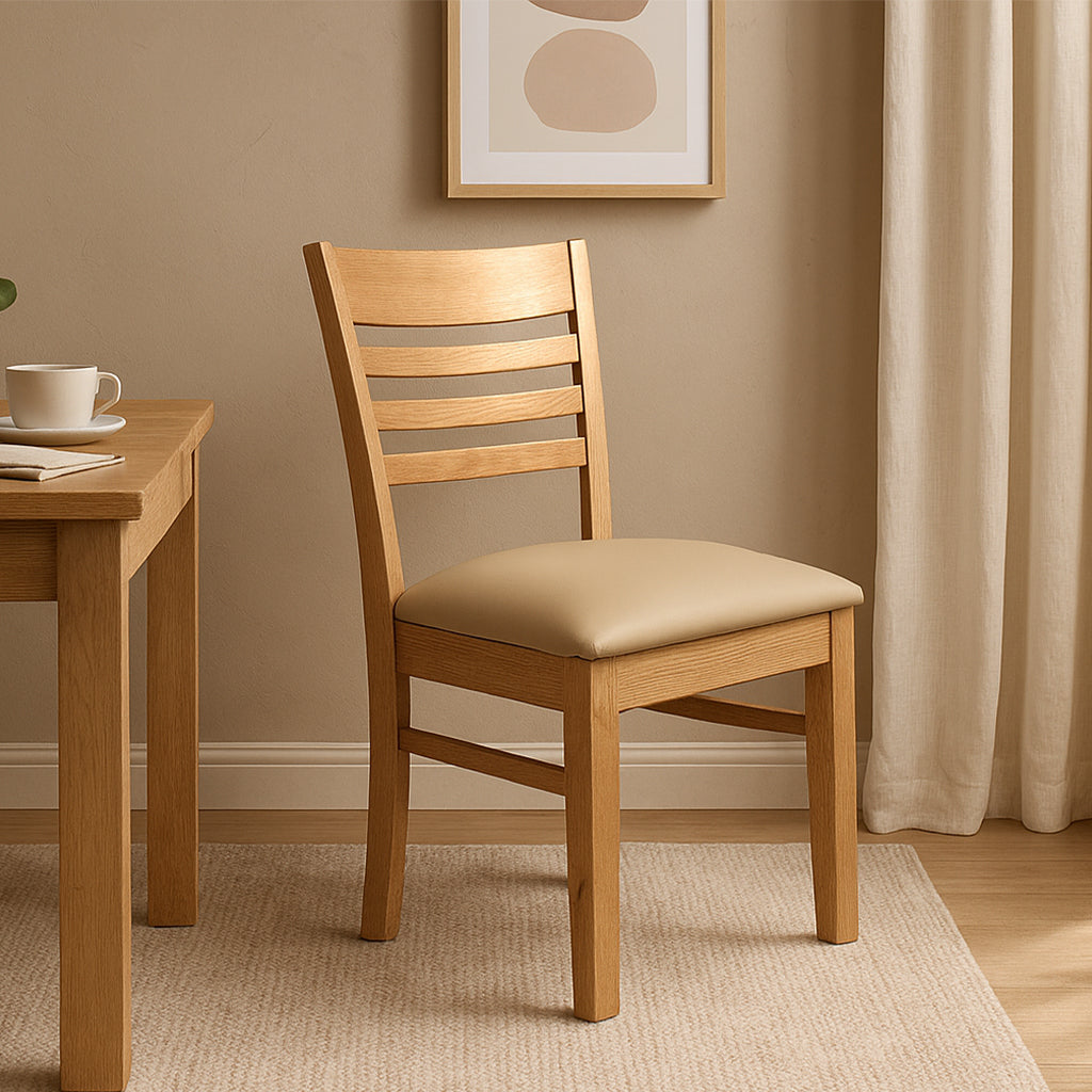 Florence Dining Chair-New English Stain with Latte Vinyl Seat