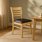 Florence Dining Chair-Wheat Stain with Coffee Bean Vinyl Seat