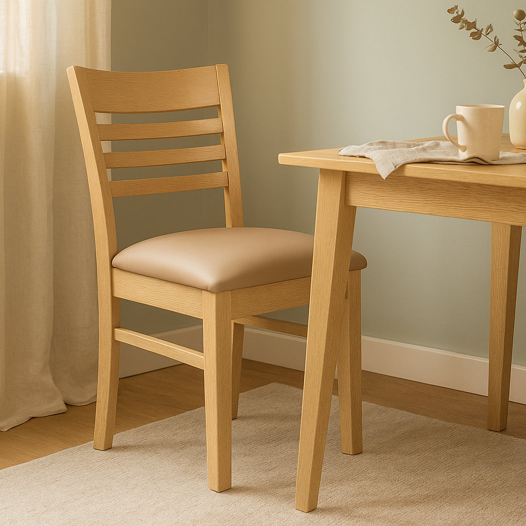 Florence Dining Chair-Wheat Stain with Latte Vinyl Seat