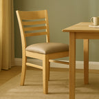 Florence Dining Chair-Wheat Stain with Paper Bark Vinyl Seat