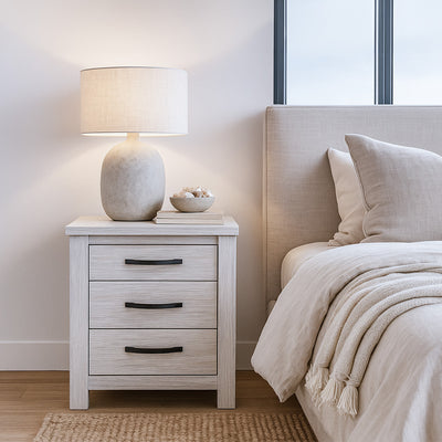 Florida 3 Drawer Bedside-White Wash hover image