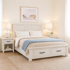 Florida Queen Bed with Storage-White Wash