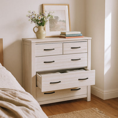 Florida 2 over 3 drawer Tallboy-White Wash hover image