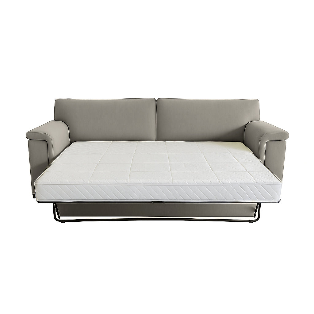 Hudson 2.5 Seater Fabric Double Sofa Bed-Innerspring Standard Mattress in Fog