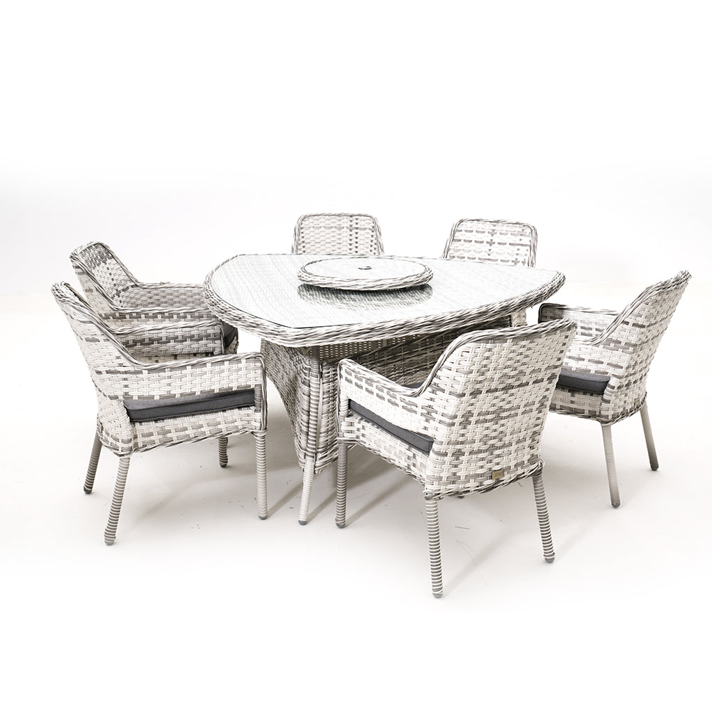 Fremont 7PC Dining Zen White Grey Cushion