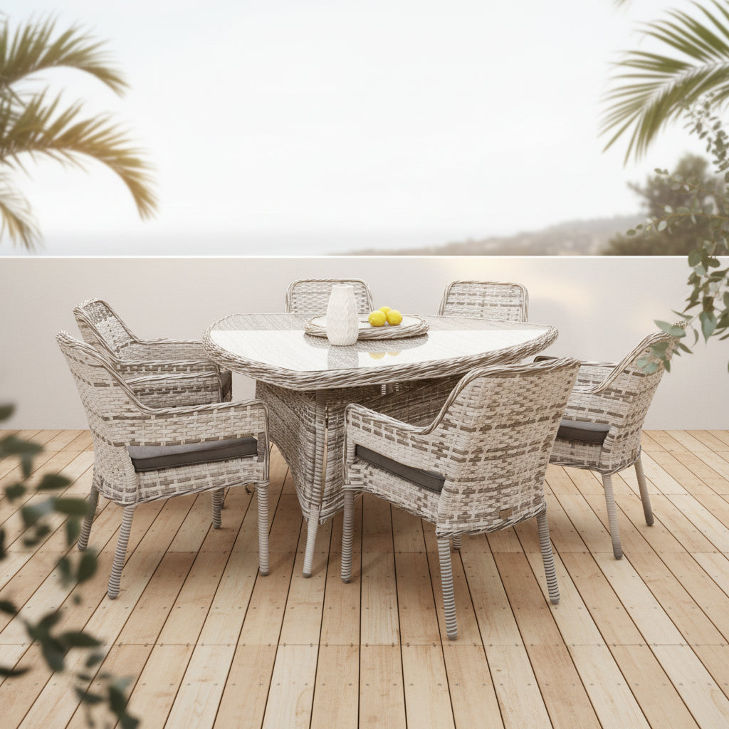 Fremont 7PC Dining Zen White Grey Cushion