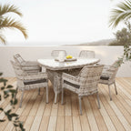 Fremont 7PC Dining Zen White Grey Cushion