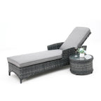 Fremont Sunlounge with Side Table Castle Grey Wicker Grey Cushion