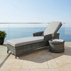 Fremont Sunlounge with Side Table Castle Grey Wicker Grey Cushion