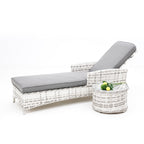 Fremont Sunlounge with Side Table Zen White Wicker Grey Cushion