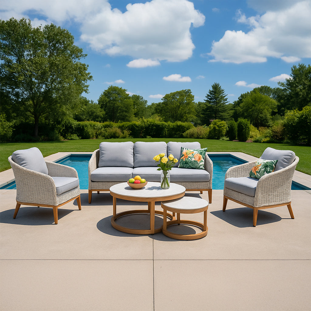 Park Orchards 5PC White Frame Light Grey Cushion