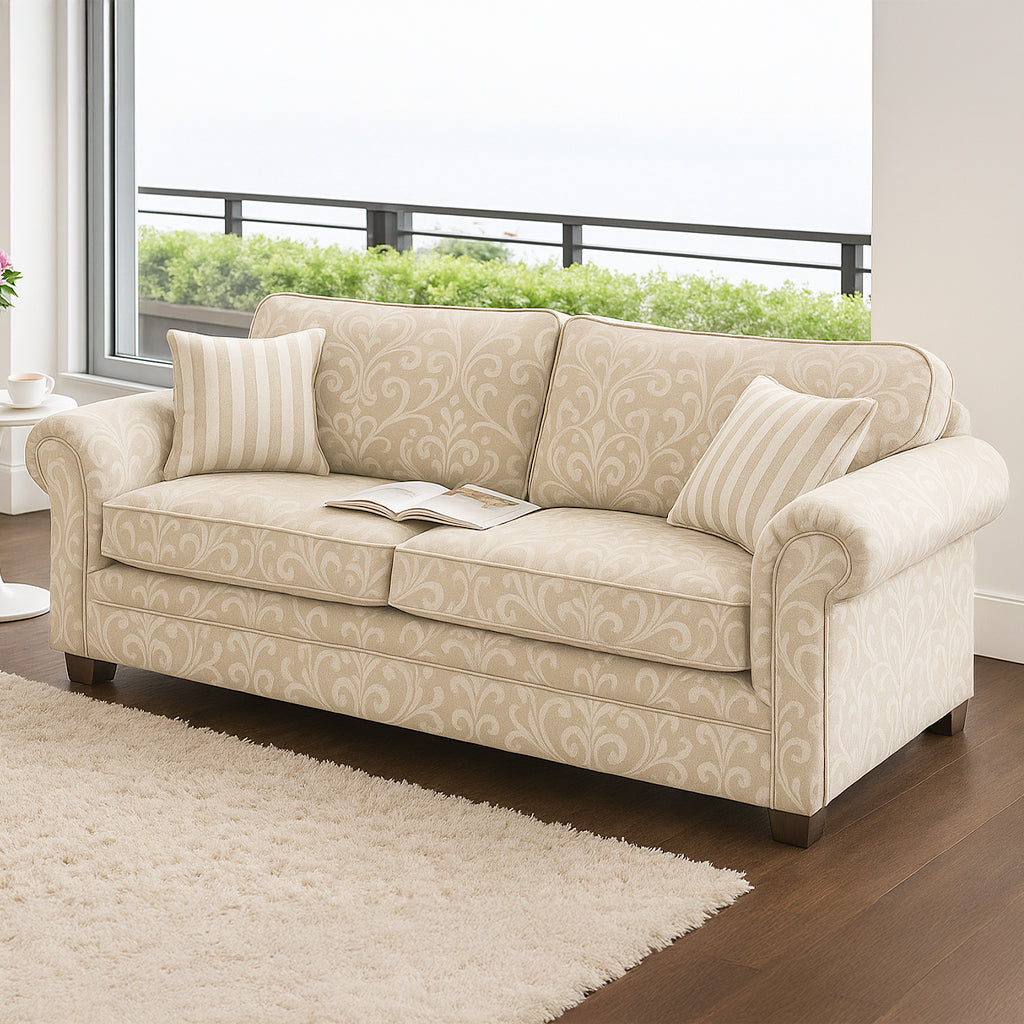 Hamilton 2.5 Seater Double Fabric Sofa Bed-Innerspring with 5.5 inch latex Mattress in Flax