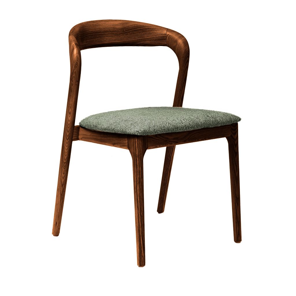 Shannen Dining Chair-Walnut Frame with Sage Fabric Seat