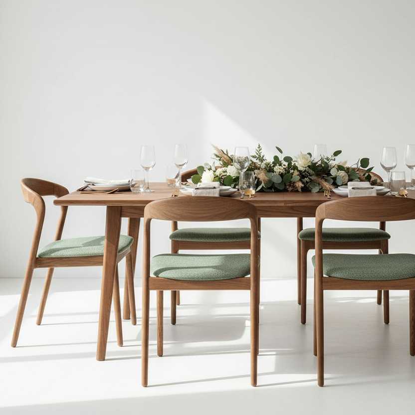 Shannen Dining Chair-Walnut Frame with Sage Fabric Seat