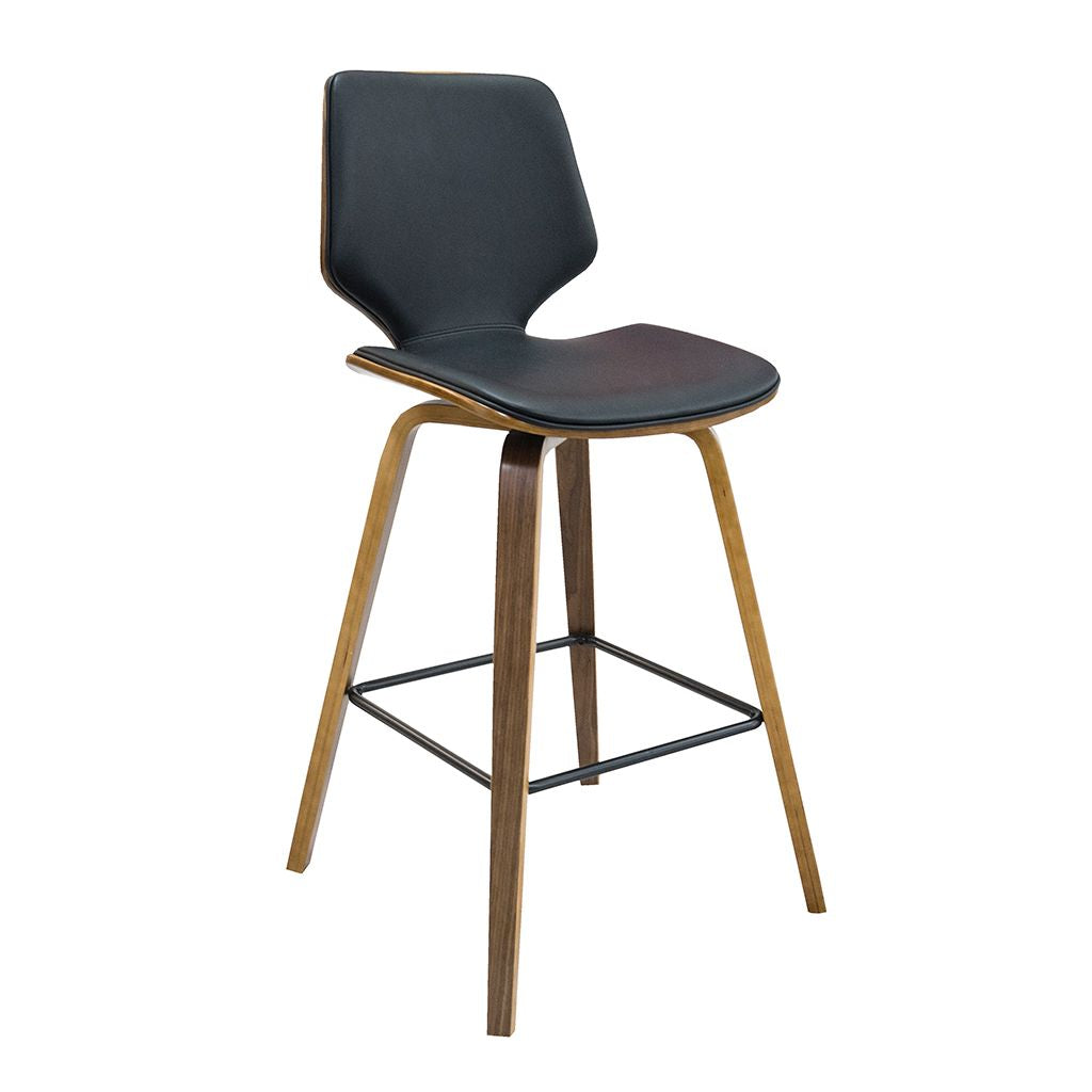 Ryde Bar Stool-Walnut Colour Frame with Black PU Seat