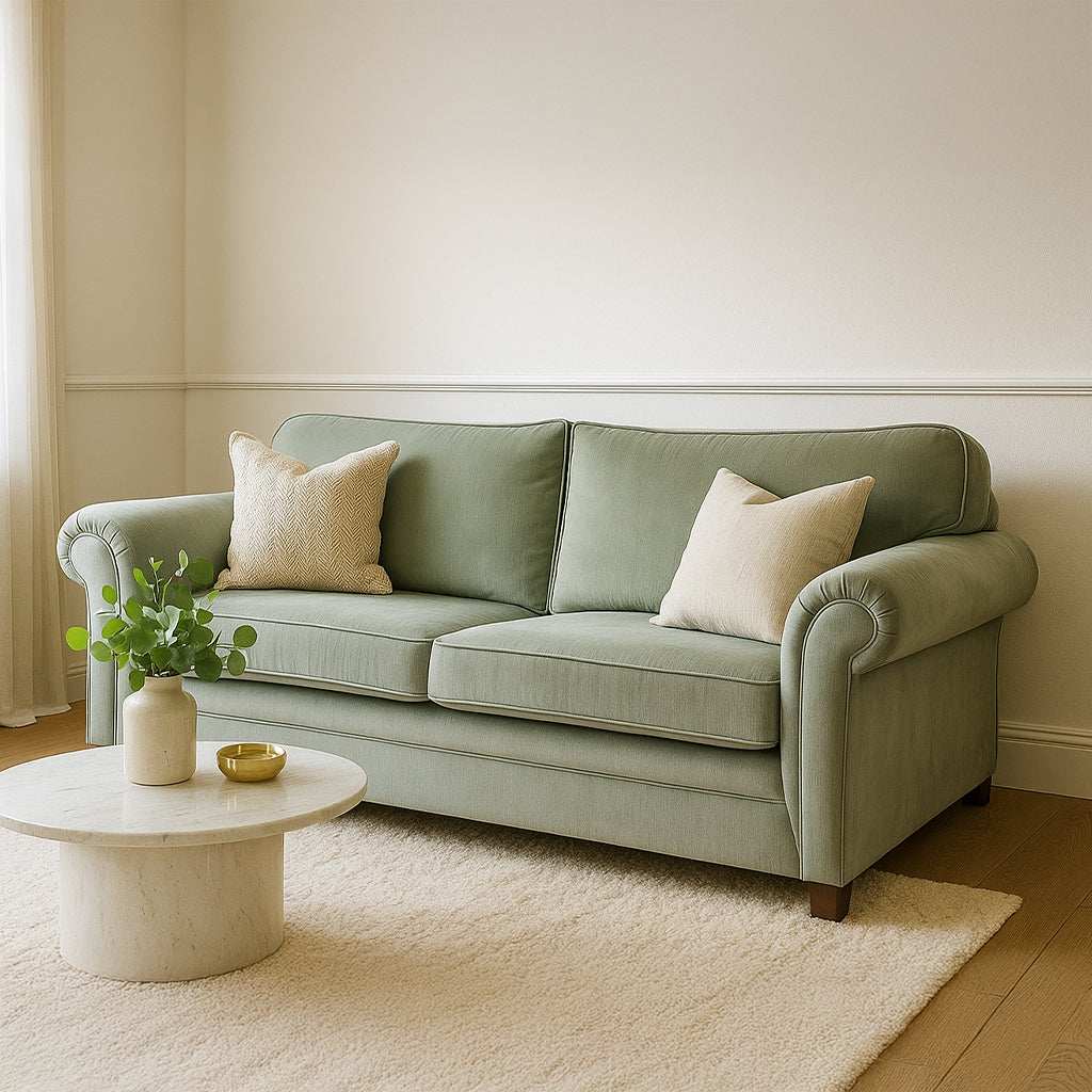 Hamilton Petite 3 Seater Fabric Sofa-Celadon
