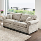Hamilton 3 Seater Queen Fabric Sofa Bed-Innerspring with 4 inch Mattress in Flax
