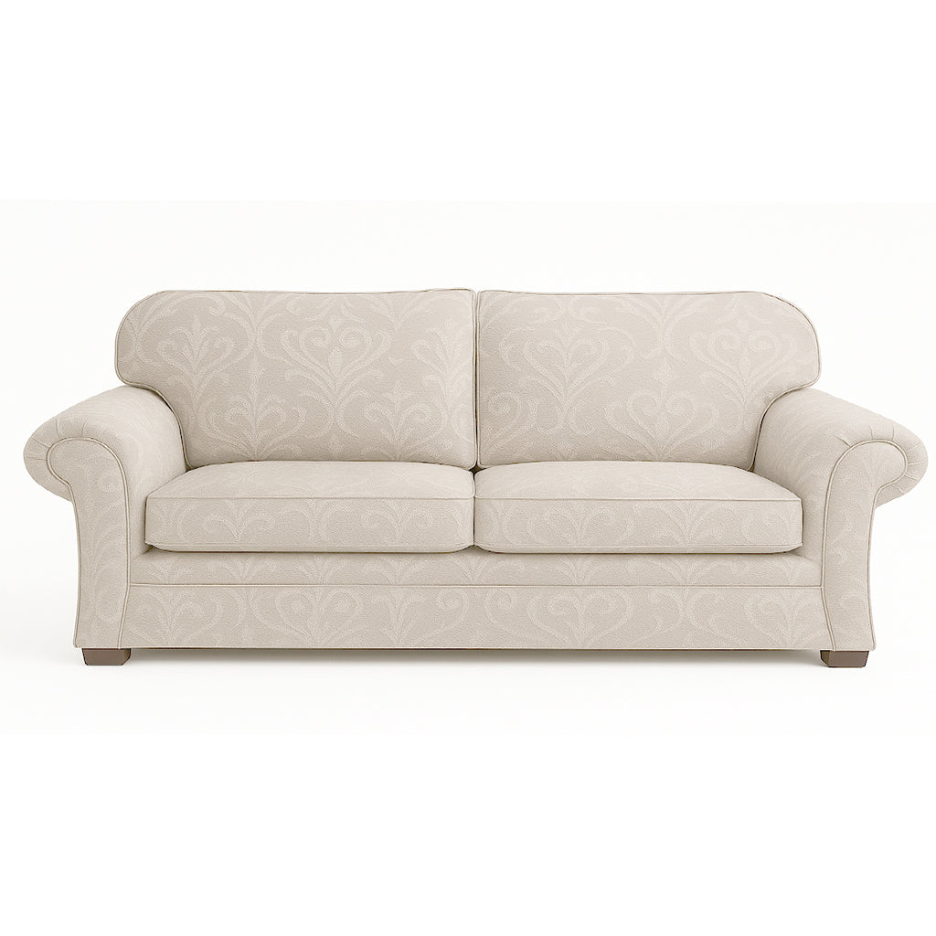 Hamilton 3 Seater Queen Fabric Sofa Bed-Innerspring with 5.5 inch latex Mattress in Parchment