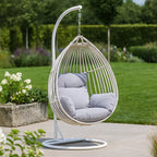 Park Orchards Hanging Chair White Frame Light Grey Cushion