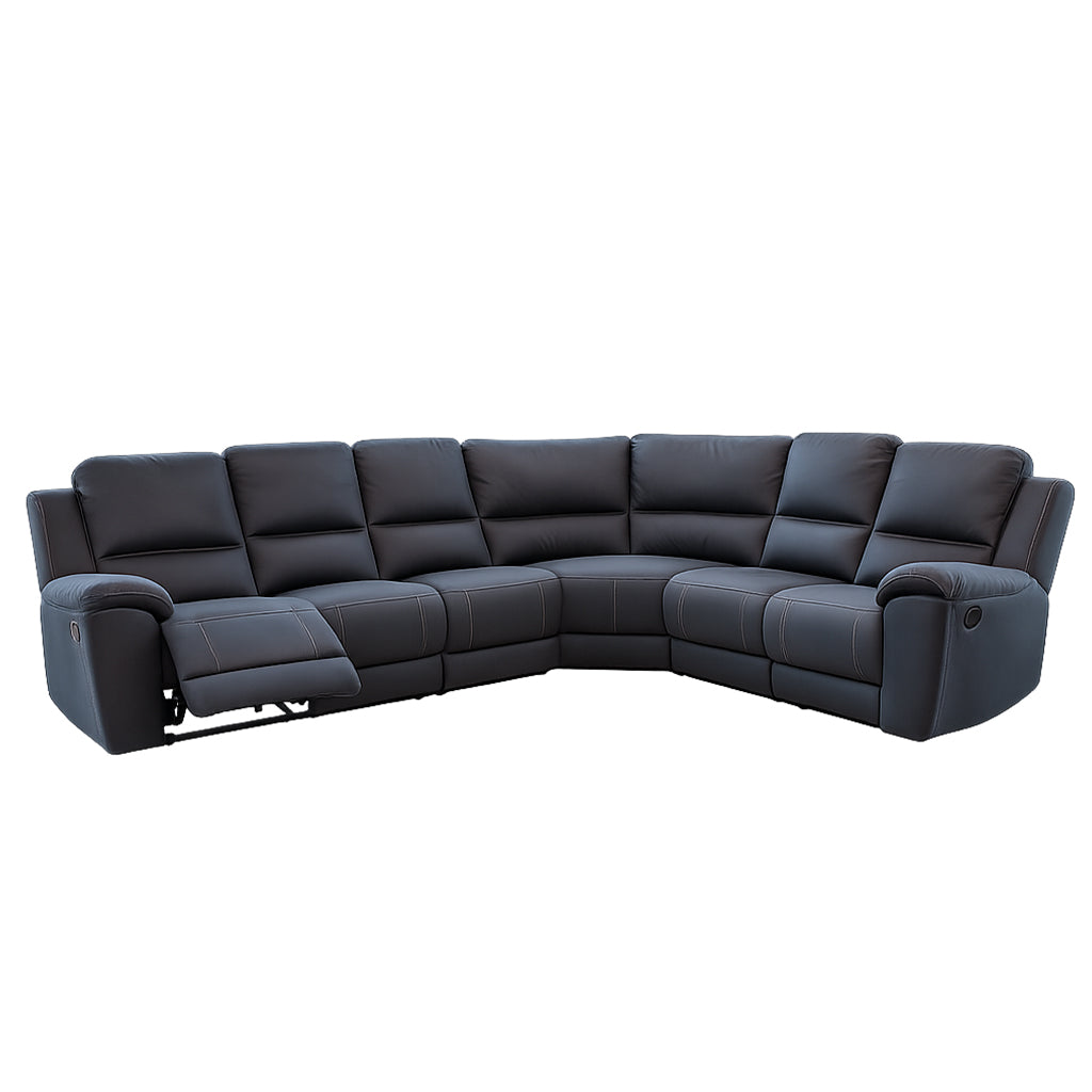 Harlee 6 Seater Fabric Corner Modular Sofa with End Power Recliners-Aegean