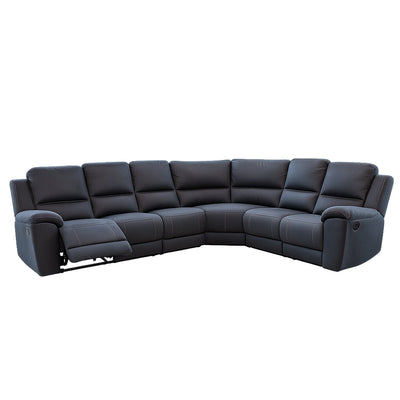 Harlee 6 Seater Fabric Corner Modular Sofa with End Power Recliners-Aegean
